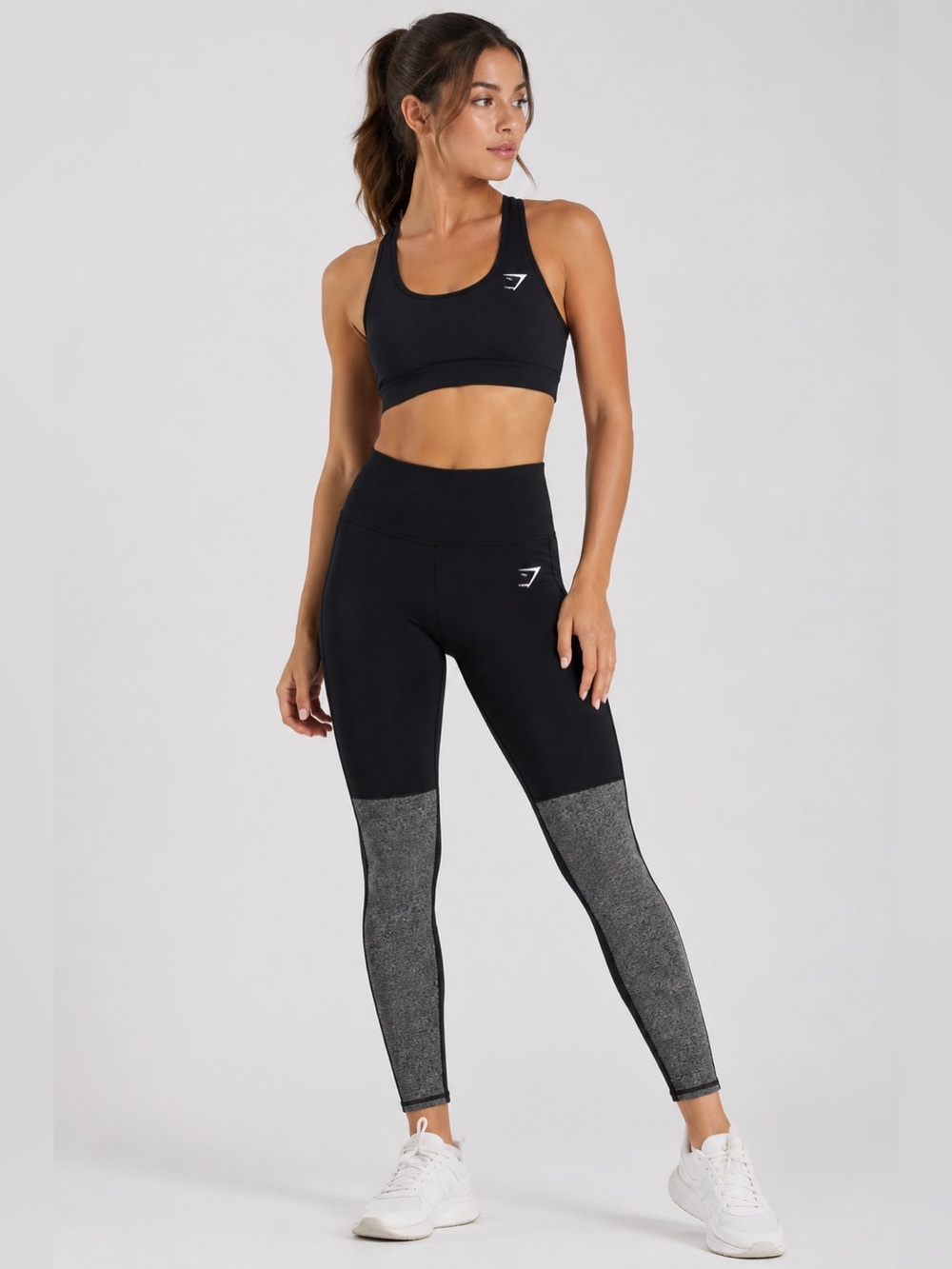 Gymshark Black Gray Colorblock High Rise Leggings Approx Small Activewear